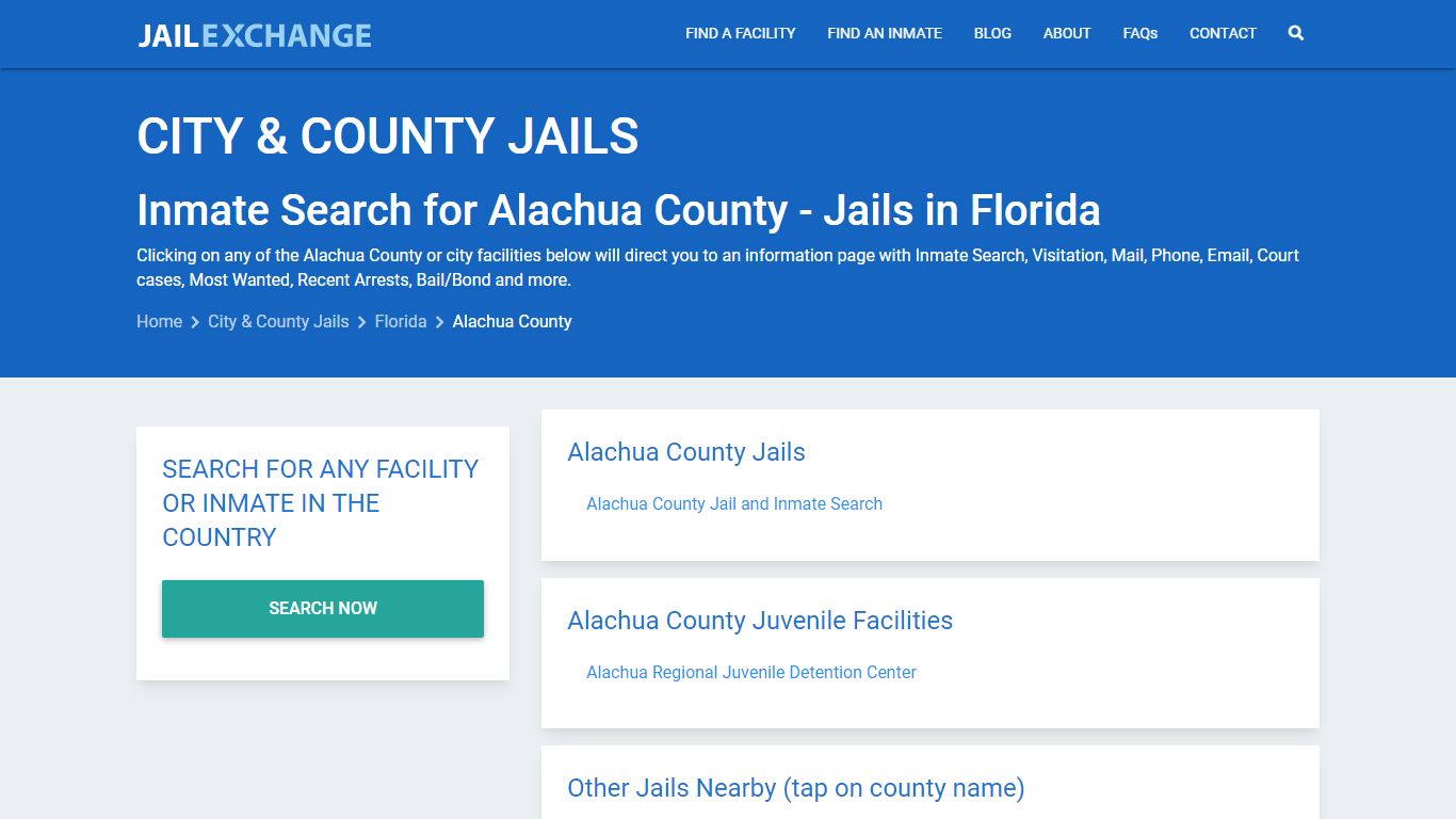 Inmate Search for Alachua County | Jails in Florida - Jail Exchange