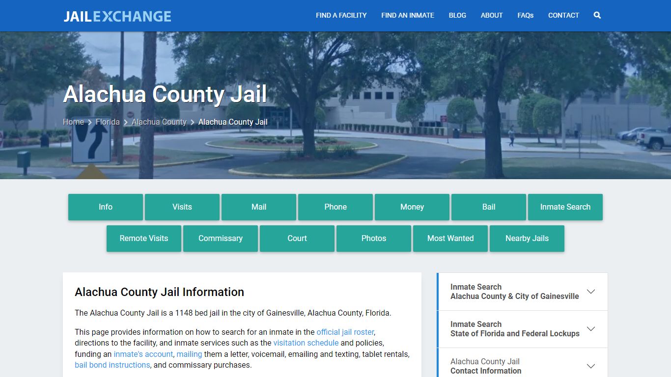 Alachua County Jail, FL Inmate Search, Information