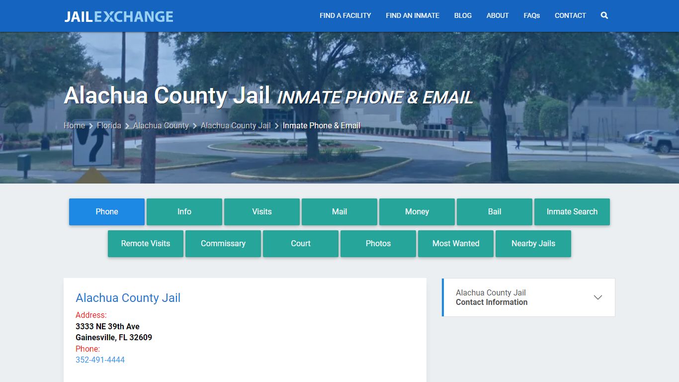 Inmate Phone - Alachua County Jail, FL - Jail Exchange